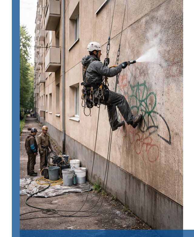 Удаление граффити с фасада в Кирове без следов и повреждений