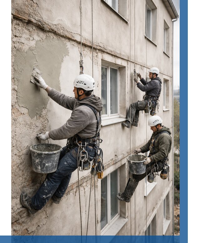 Ремонт штукатурного фасада в Кирове от 777 р. под ключ | ВЫСОТНИК-Кри