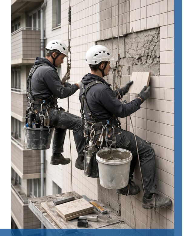 Ремонт облицовки фасада плиткой в Кирове от 1865 р. | ВЫСОТНИК-Кри