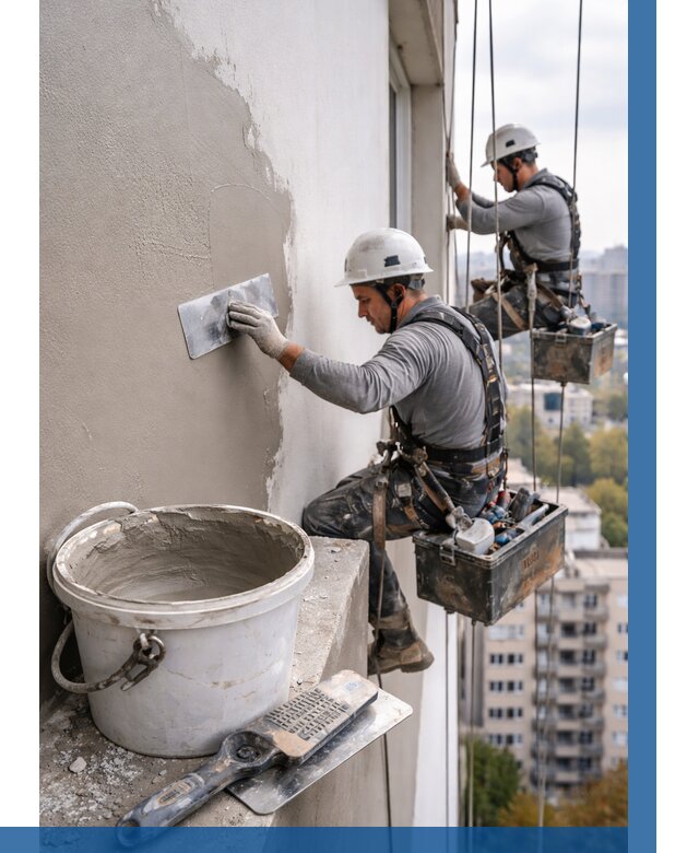 Шпаклевка фасада на высоте в Кирове от 725 р. | ВЫСОТНИК-Кри