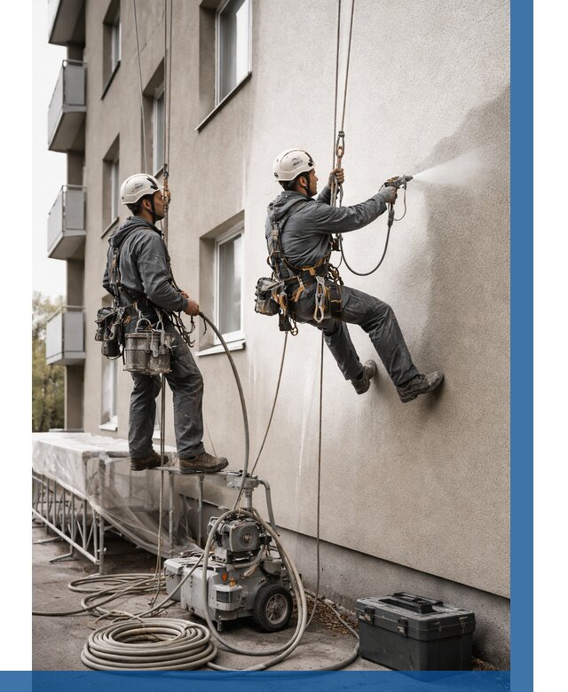 Безвоздушная покраска фасада в Кирове от 228 р/м² | ВЫСОТНИК-Кри