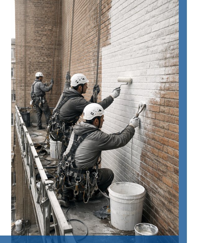 Покраска кирпичного фасада в Кирове от 363 р. | ВЫСОТНИК-Кри