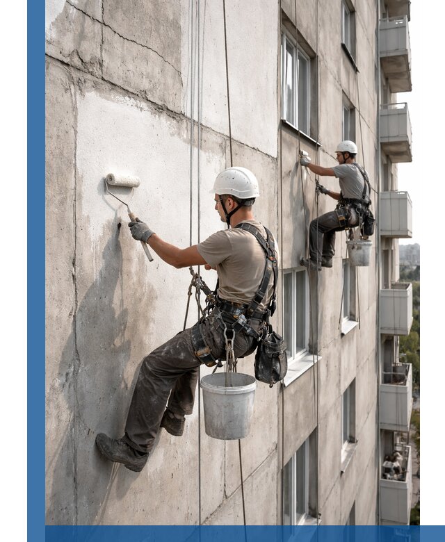 Покраска бетонного фасада в Кирове для жилых и промышленных объектов