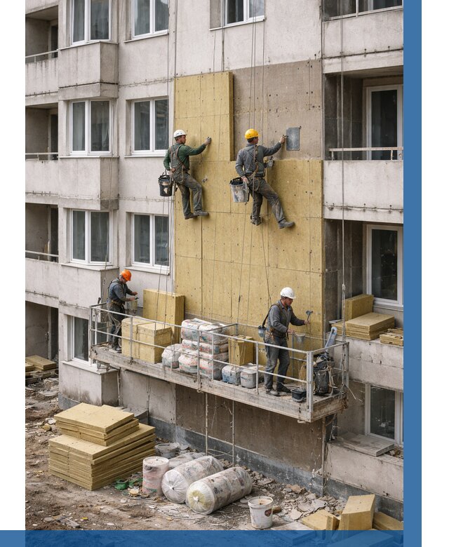 Утепление фасада минватой в Кирове от 1554 р. | ВЫСОТНИК-Кри