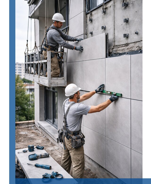 Монтаж керамогранита на фасад в Кирове под ключ с гарантией качества