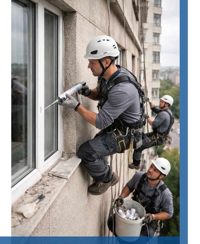 Герметизация оконных швов снаружи в Кирове от 1554 р. | ВЫСОТНИК-Кри