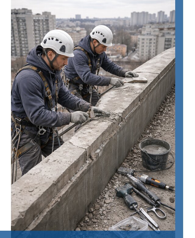 Ремонт парапета на кровле в Кирове от 1554 р. | ВЫСОТНИК-Кри