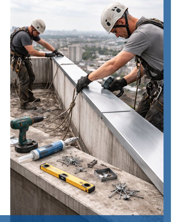 Монтаж парапетных крышек в Кирове от 829 р. | ВЫСОТНИК-Кри