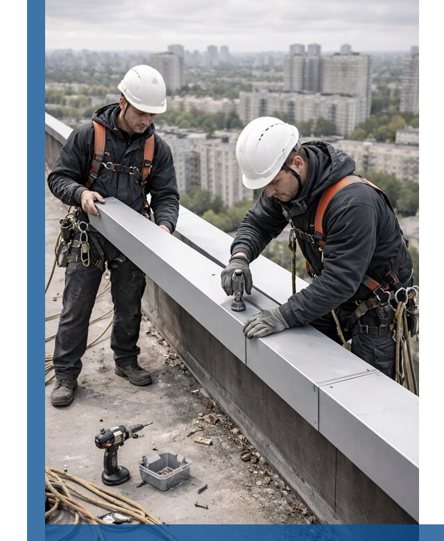 Монтаж парапетных крышек и ограждений кровли в Кирове