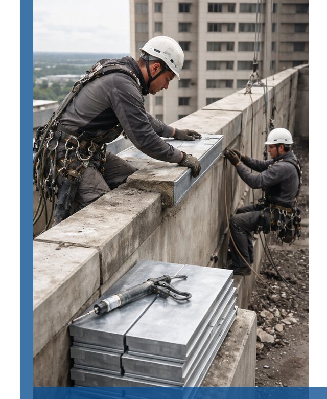 Замена парапетных крышек и установка новых в Кирове