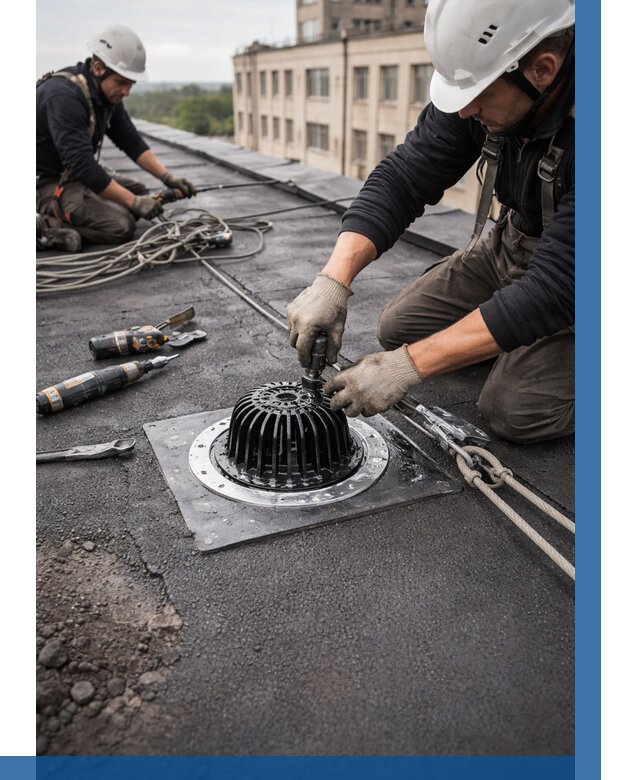 Установка водосточных воронок в Кирове цена от 3627 р. | ВЫСОТНИК-Кри