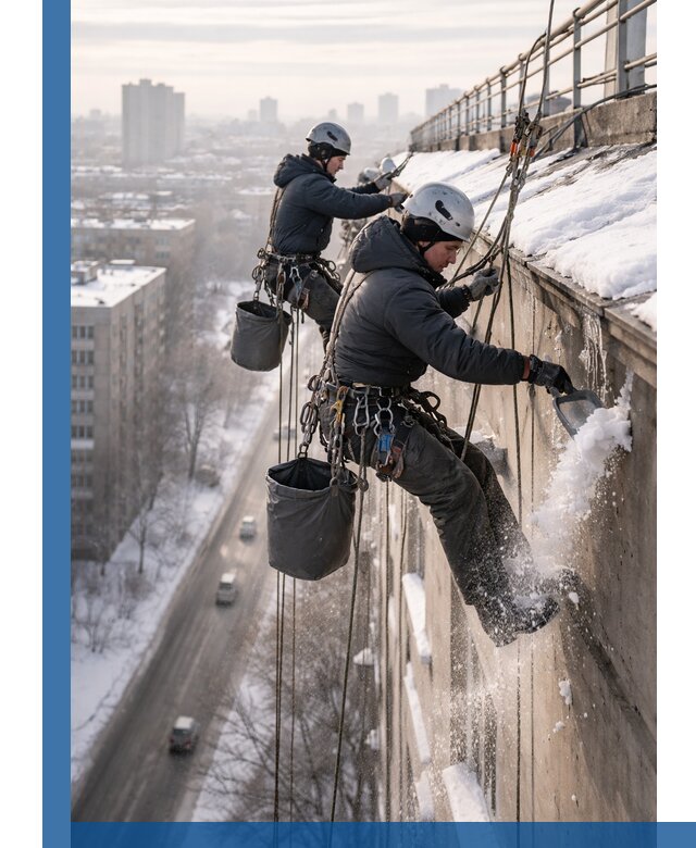 Очистка карнизов от снега в Кирове профессионально и безопасно