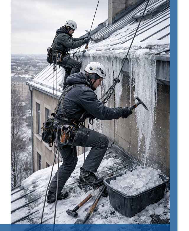 Удаление наледи с кровли в Кирове от 5699 р. | ВЫСОТНИК-Кри