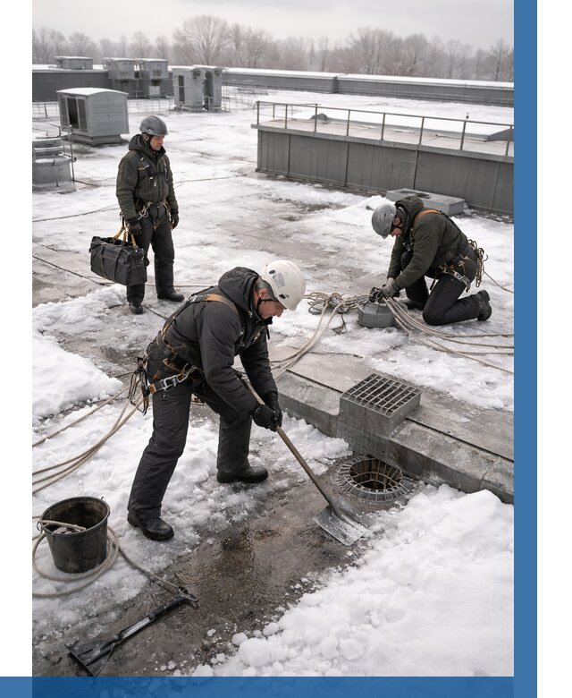 Абонентское обслуживание кровли зимой в Кирове от 8290 р. | ВЫСОТНИК-Кри