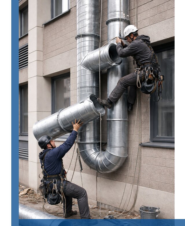 Монтаж фасадных воздуховодов в Кирове с герметизацией и крепежом