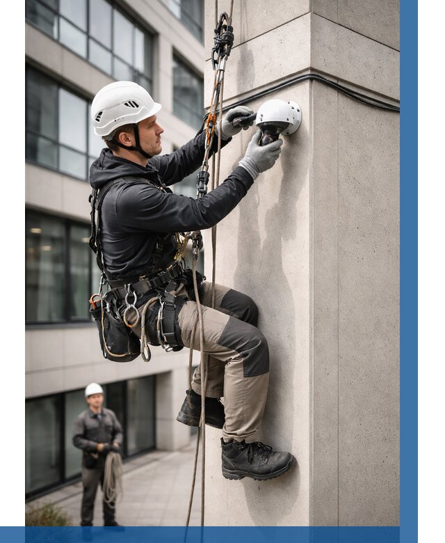 Монтаж камер видеонаблюдения на фасаде в Кирове от 8808 р.-ВЫСОТНИК-Кри