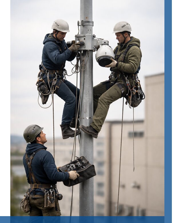 Установка видеокамер на мачте в Кирове от 8808 р. | ВЫСОТНИК-Кри