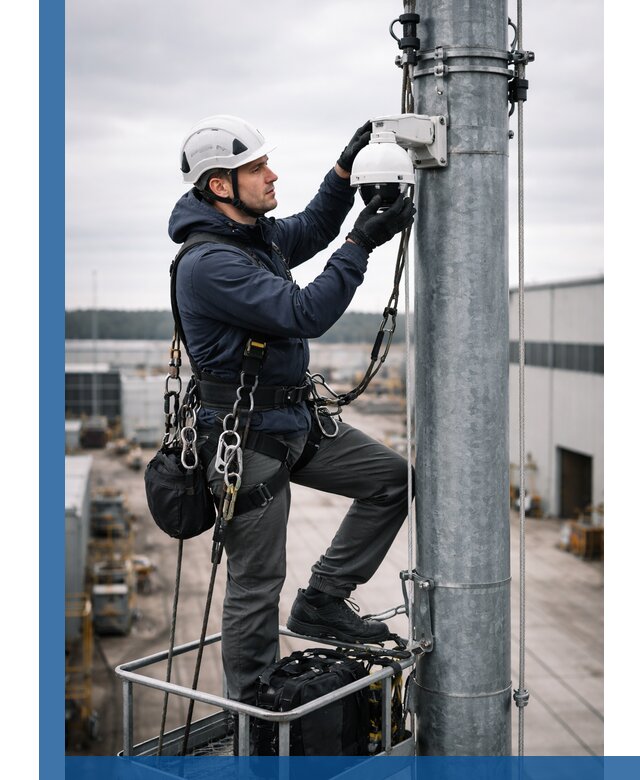 Профессиональная установка видеокамер на мачте в Кирове