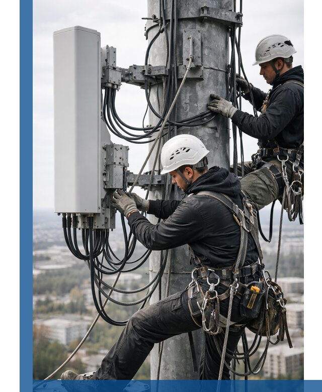 Монтаж оборудования связи на мачте в Кирове с пусконаладкой