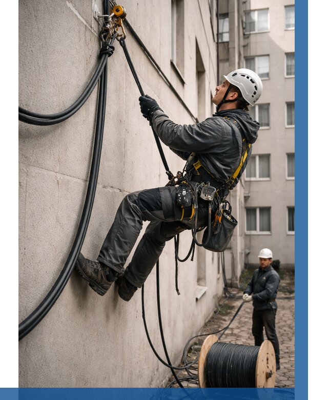 Протяжка кабеля питания на высоте в Кирове от 466 р. | ВЫСОТНИК-Кри