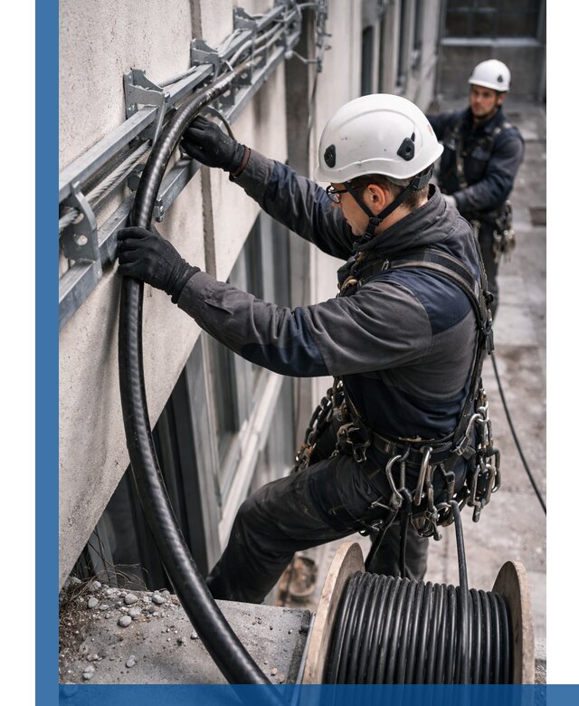 Протяжка кабеля питания на высоте в Кирове с гарантией безопасности и качества