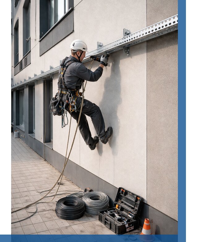 Монтаж кабельных лотков на фасаде в Кирове от 1243 р. | ВЫСОТНИК-Кри