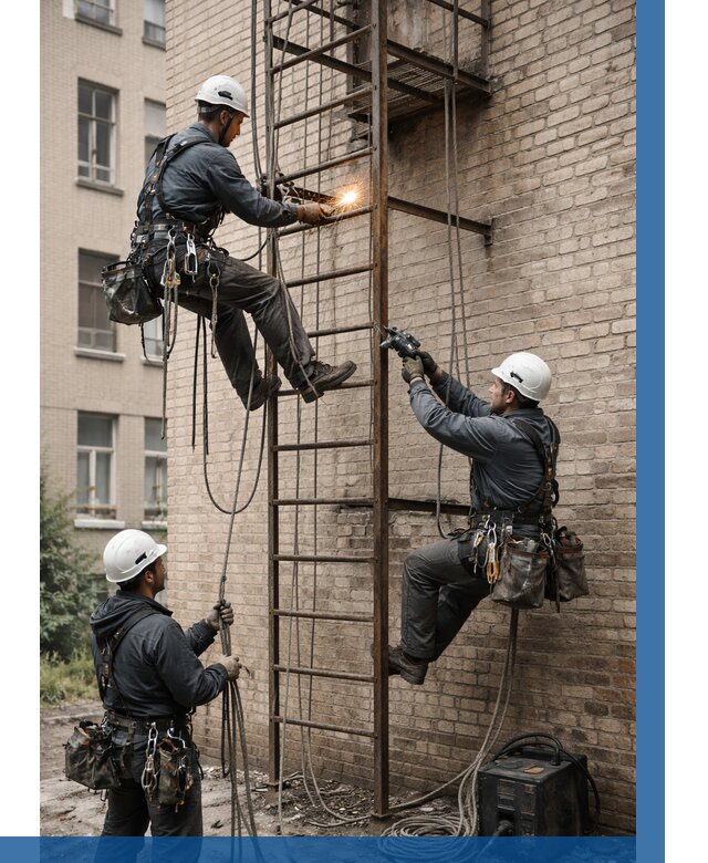 Ремонт пожарной лестницы в Кирове от 7772 р. | ВЫСОТНИК-Кри