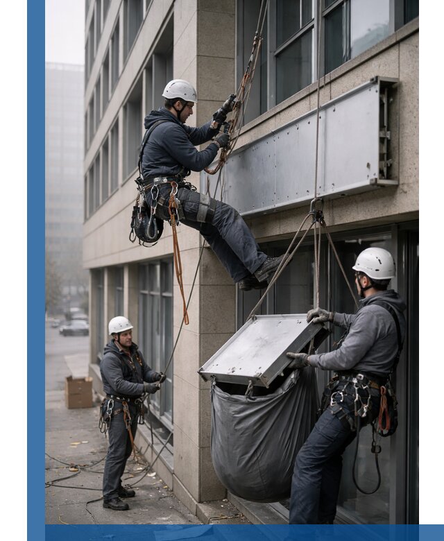 Демонтаж рекламной вывески с высотными работами в Кирове