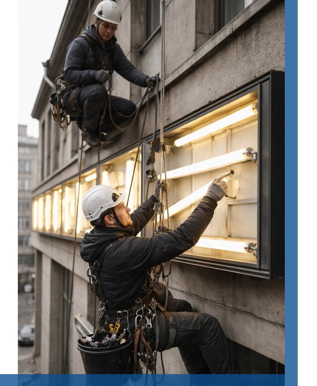 Замена ламп в вывеске в Кирове под ключ от 3627 р. | ВЫСОТНИК-Кри