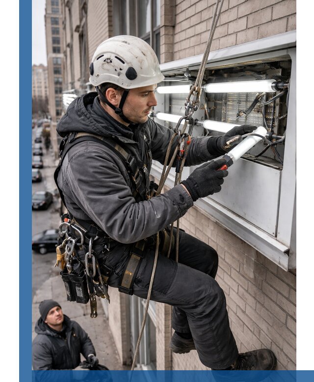 Профессиональная замена ламп в наружной вывеске в Кирове