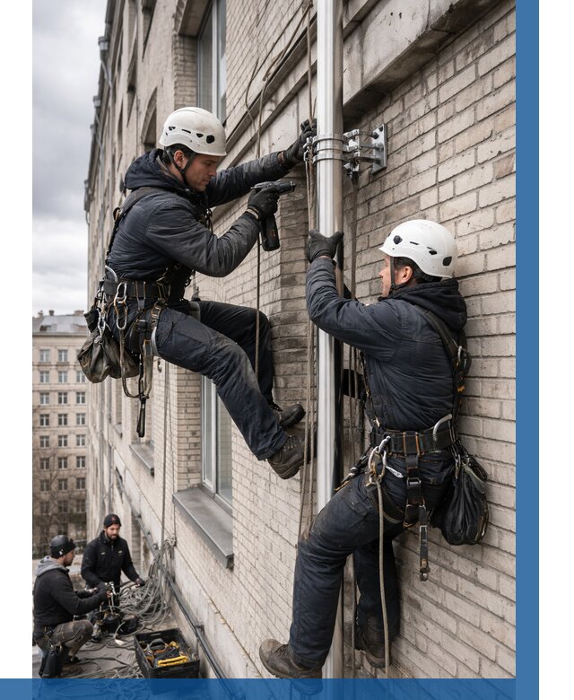 Монтаж флагштока на здании в Кирове от 6735 р. | ВЫСОТНИК-Кри