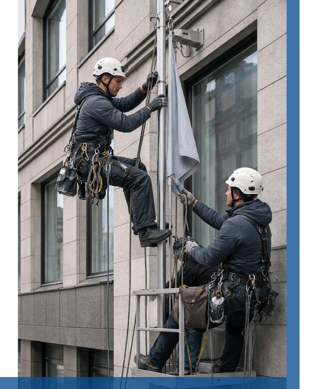 Установка флагов на фасаде в Кирове от 4663 р. | ВЫСОТНИК-Кри