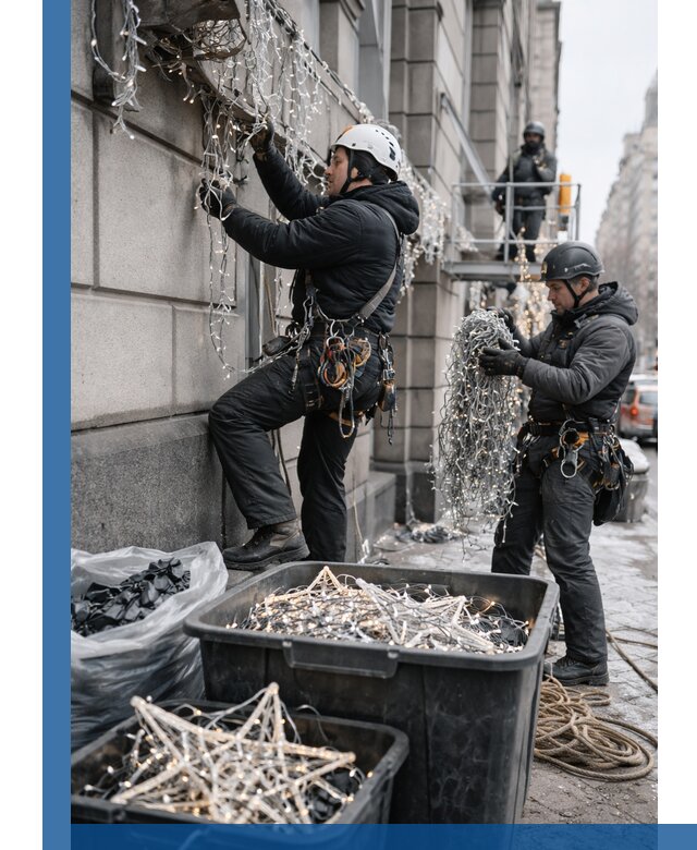 Демонтаж новогоднего оформления и гирлянд в Кирове