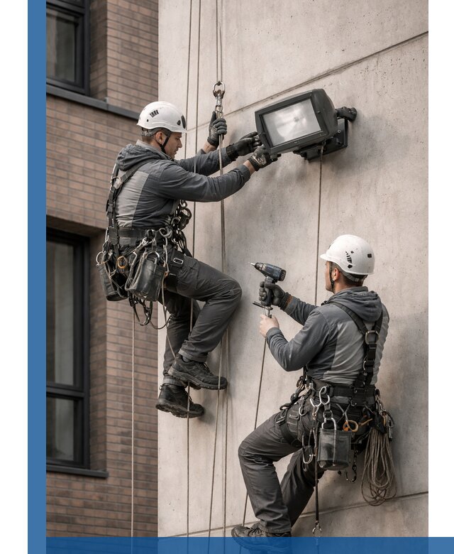 Профессиональный монтаж фасадных прожекторов в Кирове под ключ