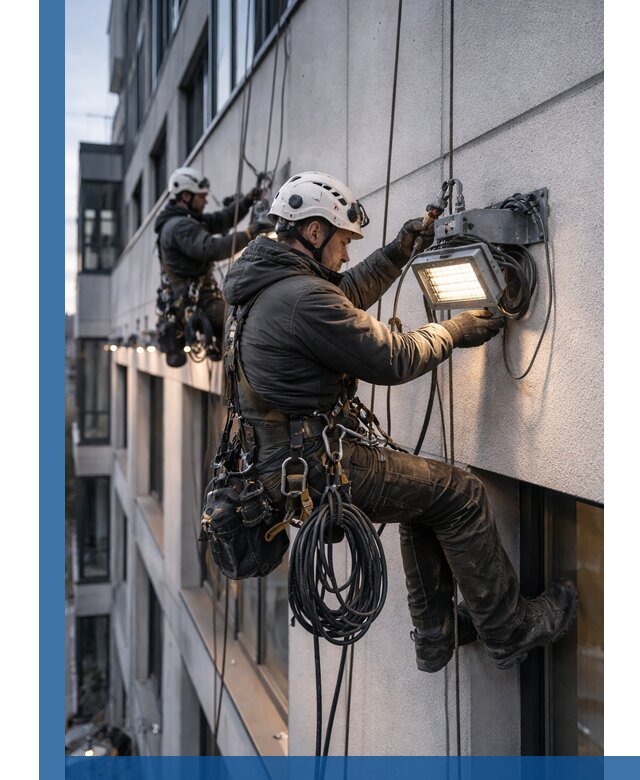 Монтаж фасадного освещения в Кирове установка и подключение