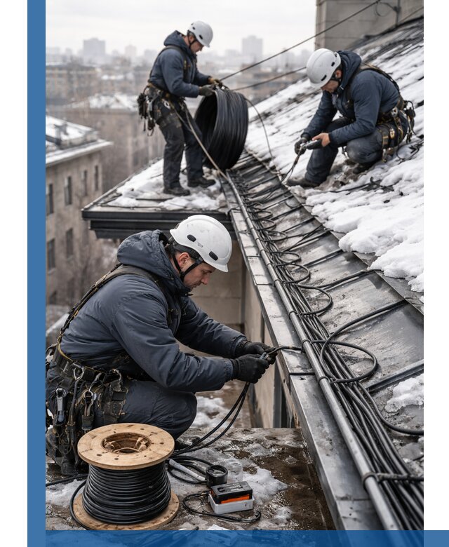 Монтаж греющего кабеля на кровле в Кирове под ключ