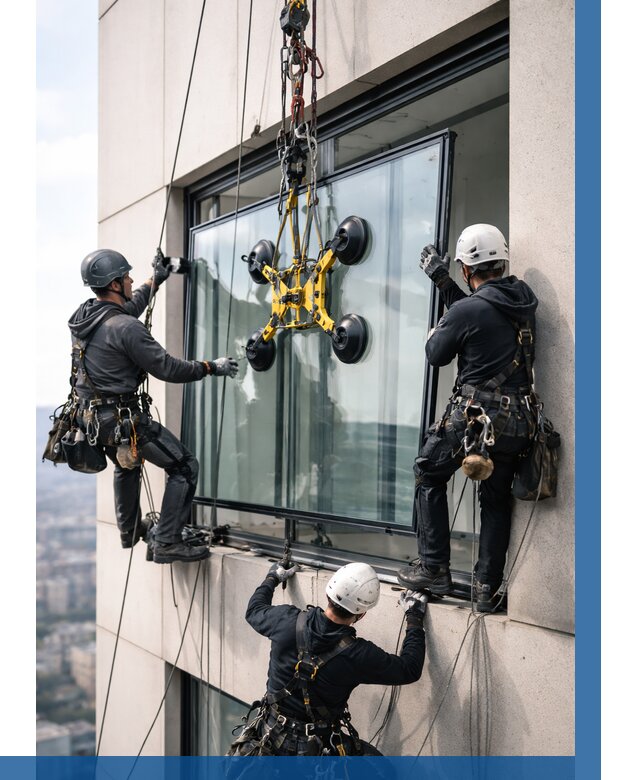 Монтаж стеклопакетов на высоте в Кирове от 3316 р. | ВЫСОТНИК-Кри