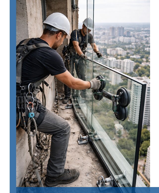 Монтаж стеклянных ограждений под ключ с гарантией в Кирове