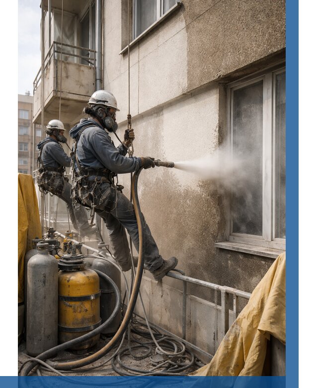 Пескоструйная очистка фасада в Кирове от 674 р. | ВЫСОТНИК-Кри