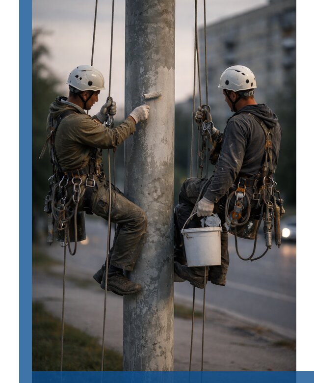 Покраска опор освещения и антикоррозийная защита в Кирове