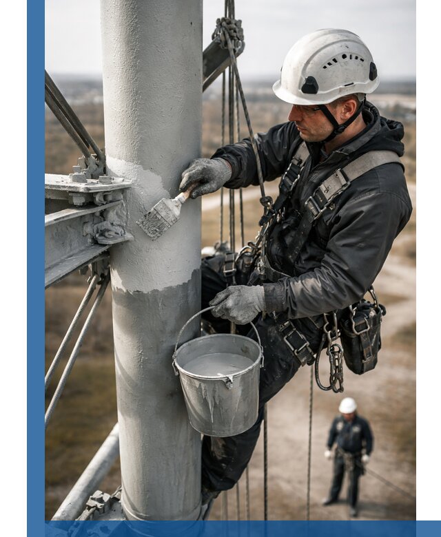 Покраска мачт связи в Кирове промышленными альпинистами