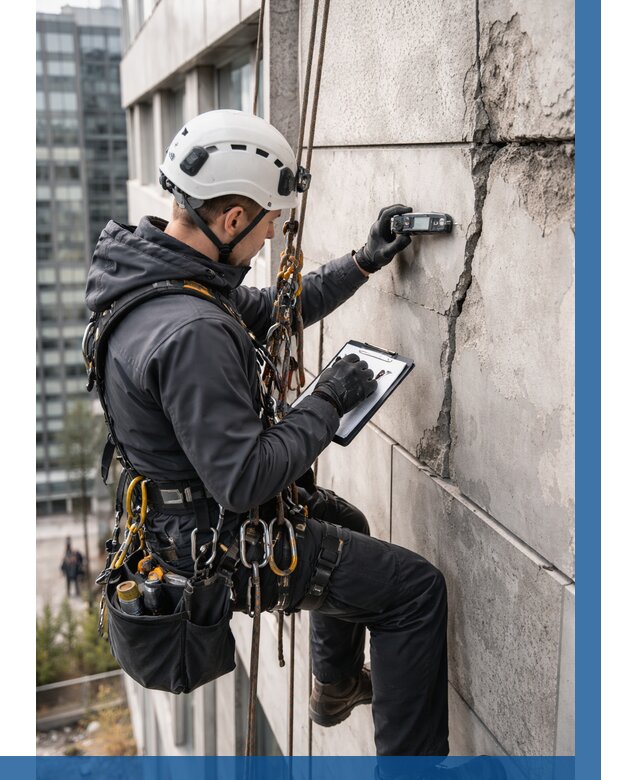 Обследование фасада альпинистами в Кирове от 124 р. | ВЫСОТНИК-Кри