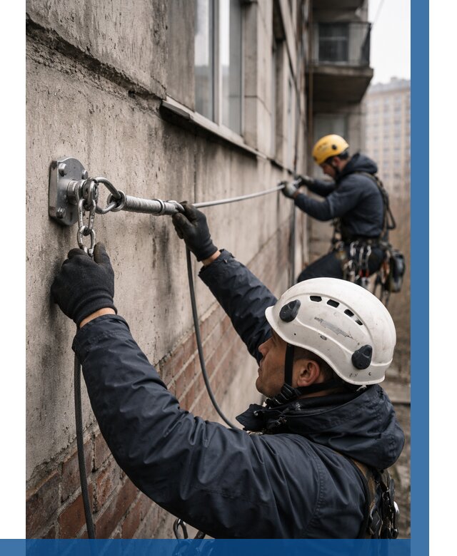 Монтаж анкерных линий в Кирове от 3109 р. | ВЫСОТНИК-Кри