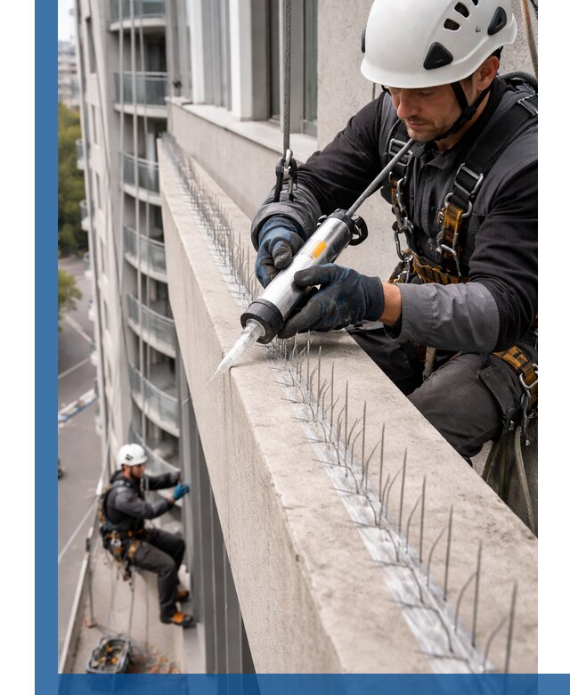 Установка шипов от птиц на фасадах и кровлях в Кирове